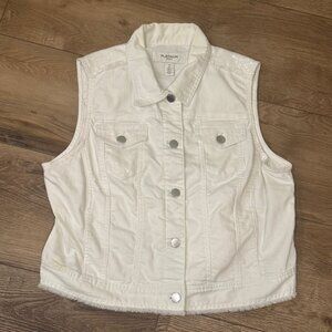 CHICO'S Platinum White Denim Sequin Vest – Size 2